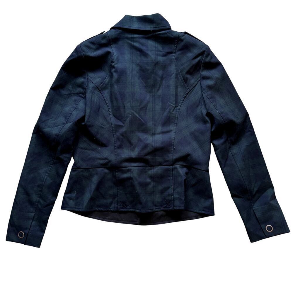 CAbi Tartan Plaid Asymmetrical Zip Moto Jacket Blazer Women's Size 6 - Picture 3 of 5